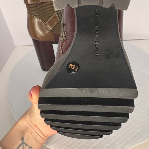 NWOT Antonio Melani Brown Olive Pearce Lug Sole Booties Sz 7.5 Streetwear Rugged - Picture 8 of 9